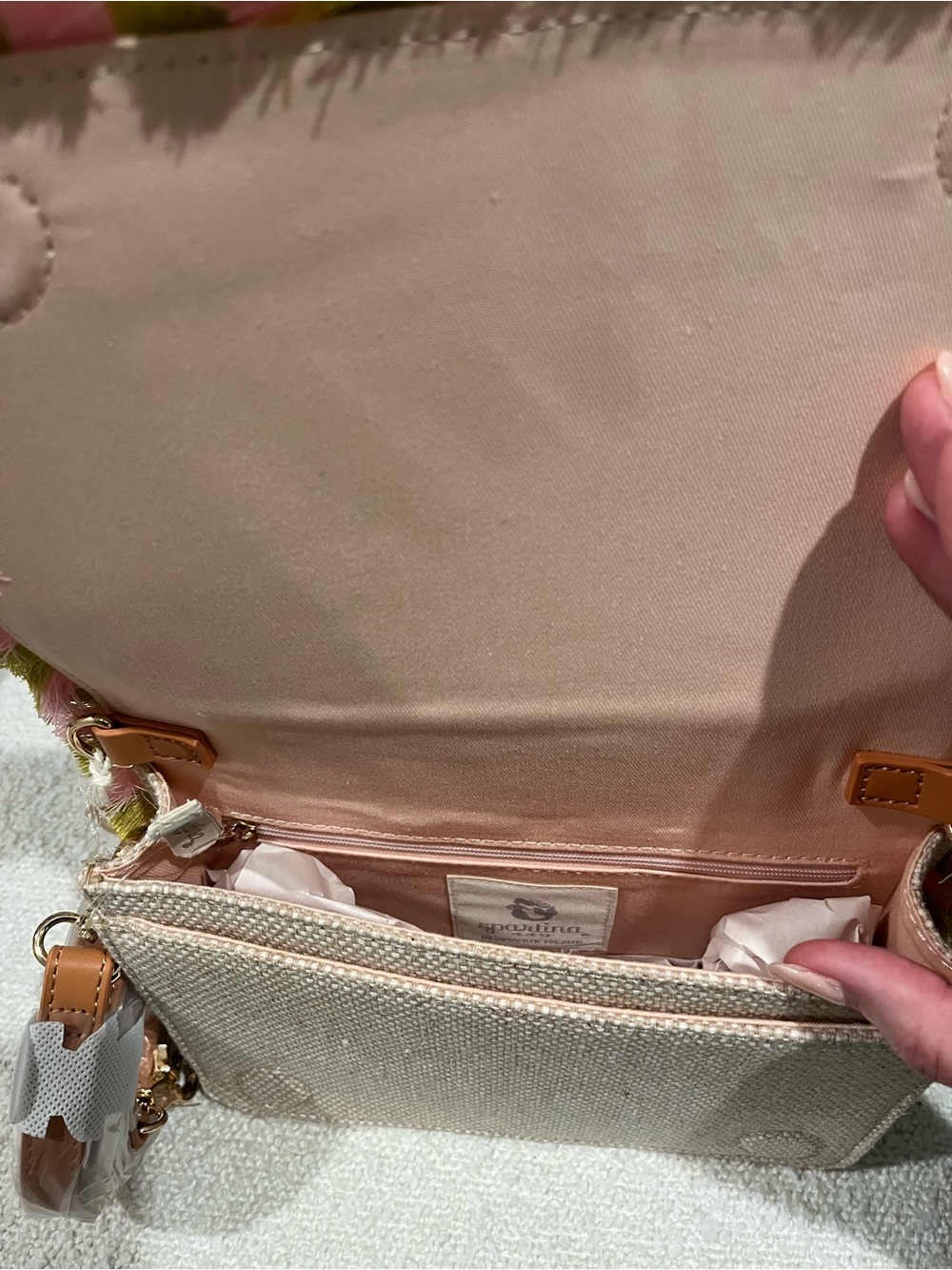 Spartina 449 Floral Embroidered Straw Crossbody Clutch Purse - Picture 4 of 5
